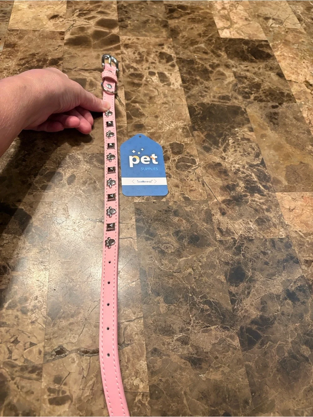 Scenereal For Pets NWT Leather Pink Dog/Cat Collar Size Small